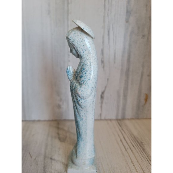 Ceramic blue speckled mother Mary religious statue - Picture 8 of 10